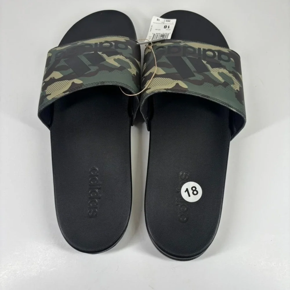 Adidas‎ Adilette Men's US 18 Camouflage Cloudfoam Slip-On Comfort Slide Sandals